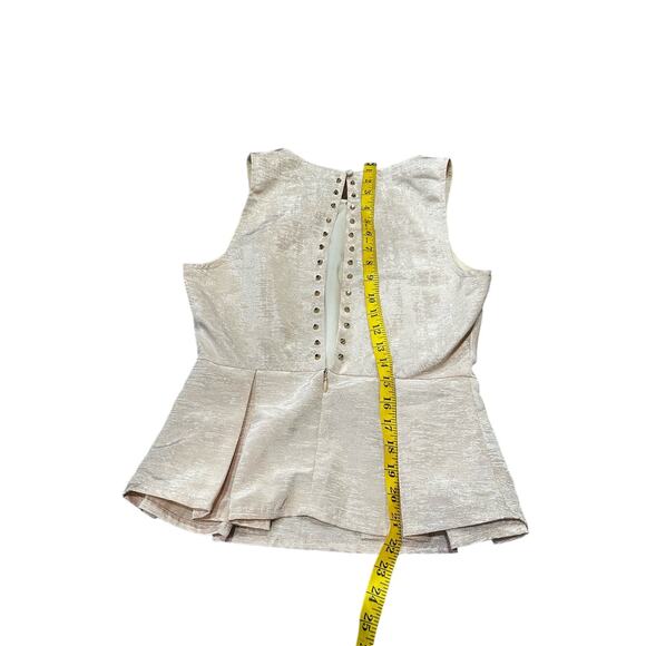 NWT Champagne Studded Open Back Peplum Top Medium- South Moon Under - Picture 4 of 12